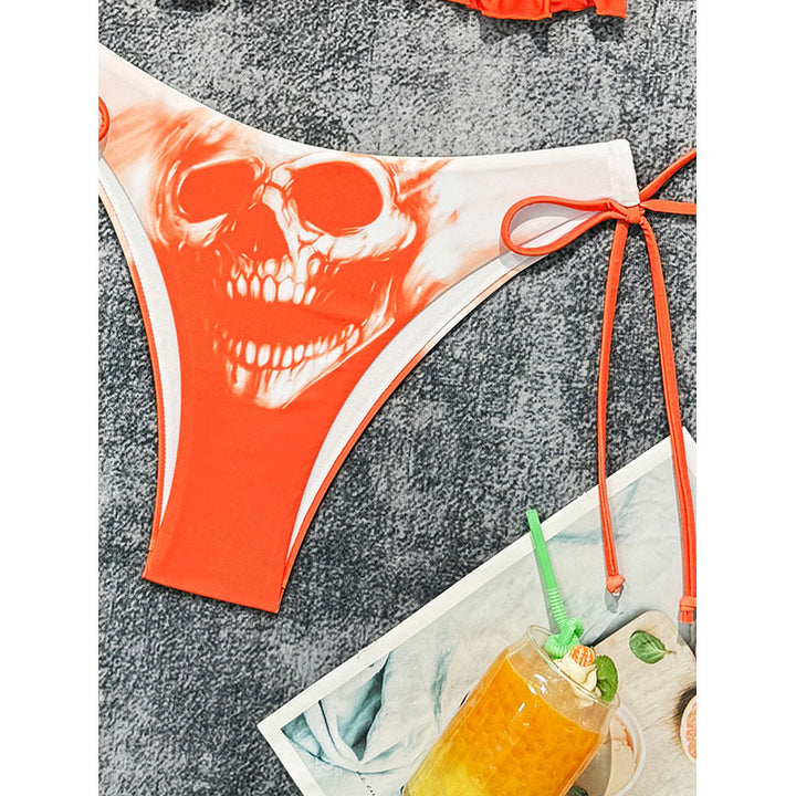 Damen Triangel-Bikini mit aufregendem Totenkopf-Muster Drune