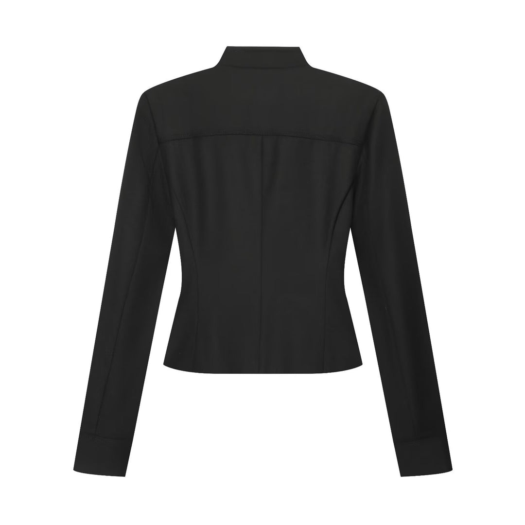 Damen Taillierte Militärjacke im Blousonstil mit Stehkragen und doppelter Zierknopfleiste Drune