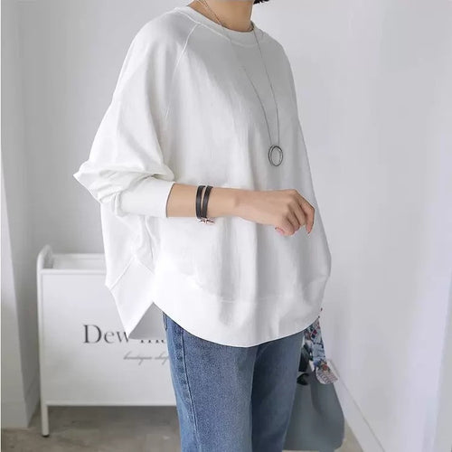 Damen Oversize-Sweatshirt mit Raglanärmeln, abgerundetem Saum und Seitenschlitzen Drune