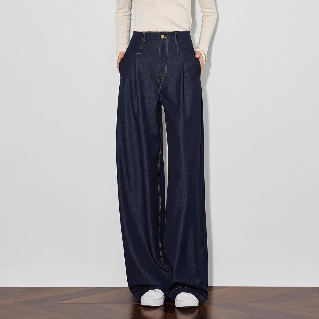 Damen Elegante Hohe Taillierte Wide-Leg Jeans Drune