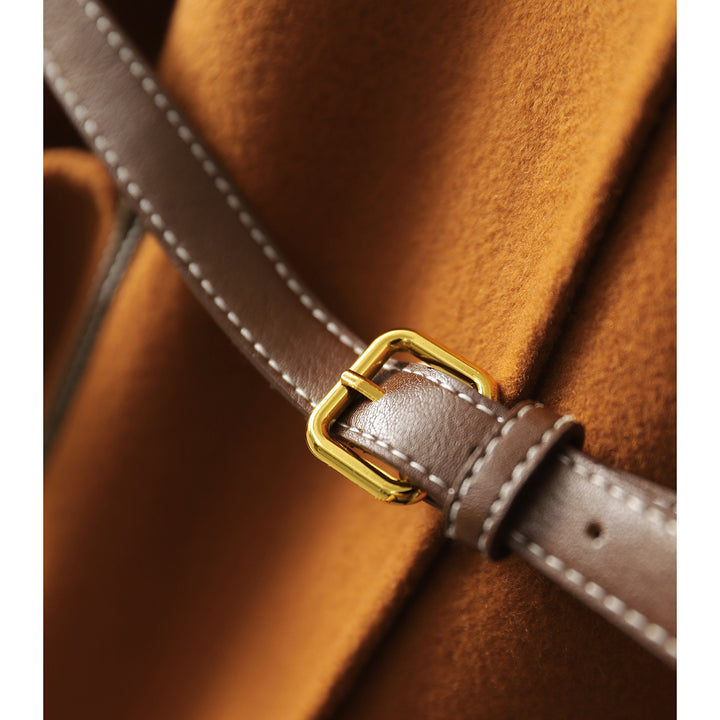Damen Lässiger und eleganter Wollmantel mit Gürtel Drune