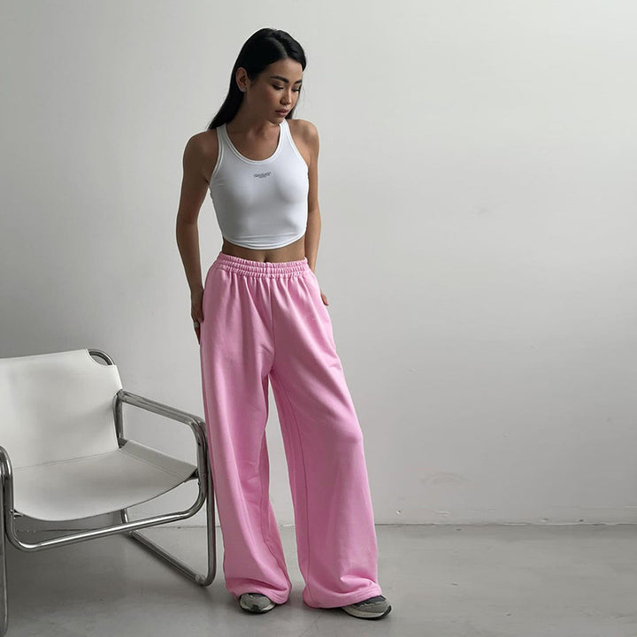 Damen bequeme Freizeithose mit elastischem Bund und weitem Schnitt Drune