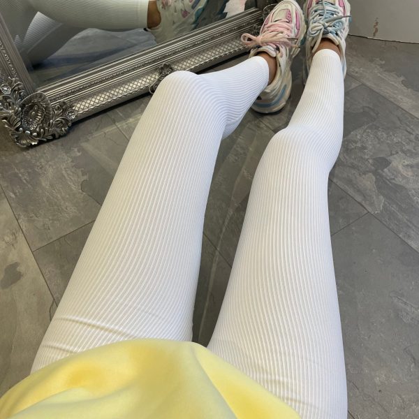 Damen Hochwertige Leggings im Rippdesign mit hohem Bund Drune