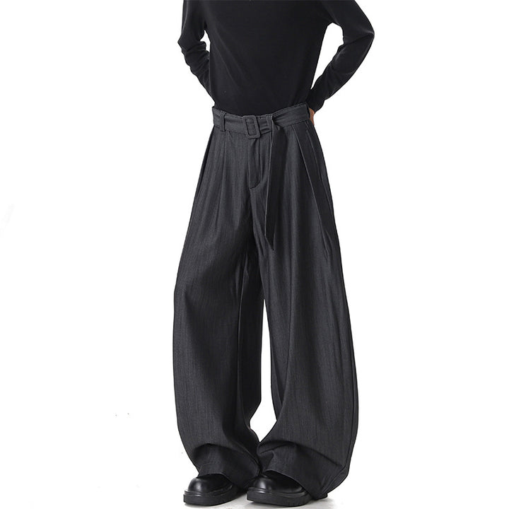 Damen Weite Paperbag-Hose mit hohem Bund, Falten und Taillengürtel Drune