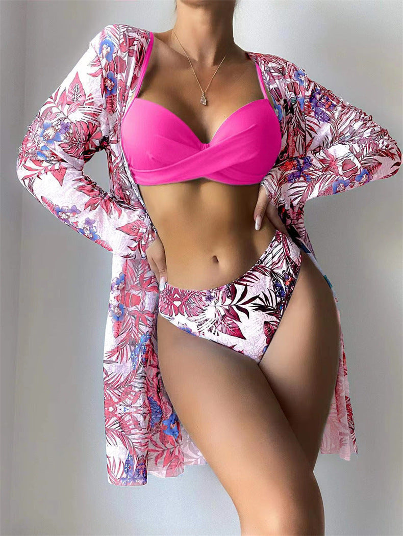 Damen Bikini-Set mit floralen Mustern und elegantem Cover-Up Drune