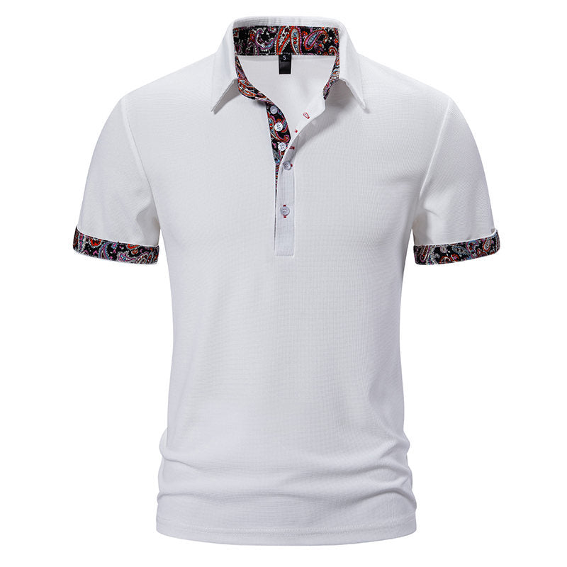 Herren Elegantes Kurzarm Poloshirt mit einzigartigem gemusterten Saum Drune