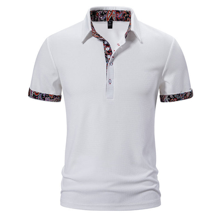 Herren Elegantes Kurzarm Poloshirt mit einzigartigem gemusterten Saum Drune