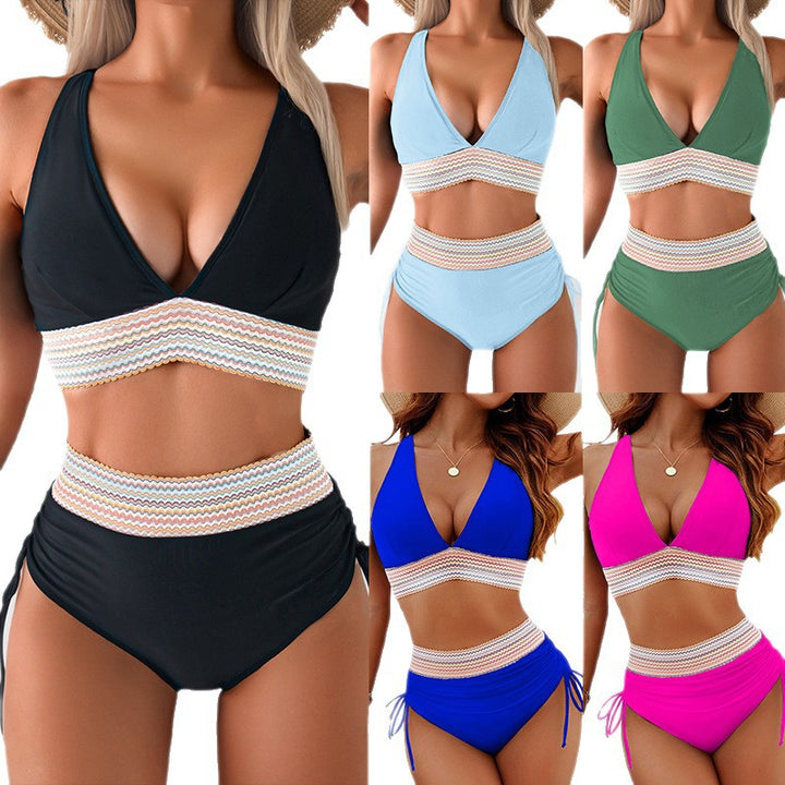 Damen Bikini-Set mit doppeltem Oberteil und verstellbaren Ruffy-Bindungen Drune