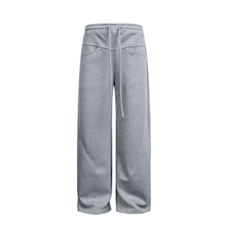 Damen Weite High‑Waist Relax-Sweat-Hose mit Kordelbund und dekorativen Schrittnahtlinien Drune