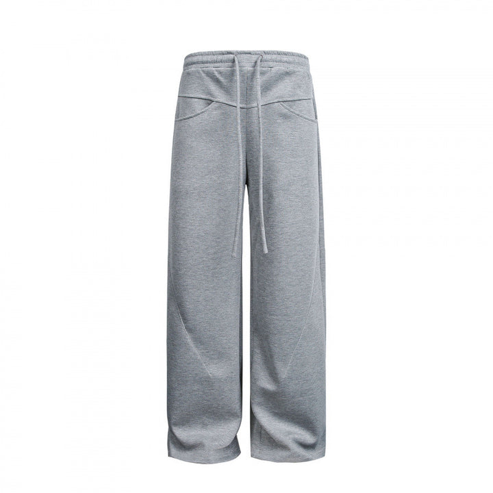 Damen Weite High‑Waist Relax-Sweat-Hose mit Kordelbund und dekorativen Schrittnahtlinien Drune