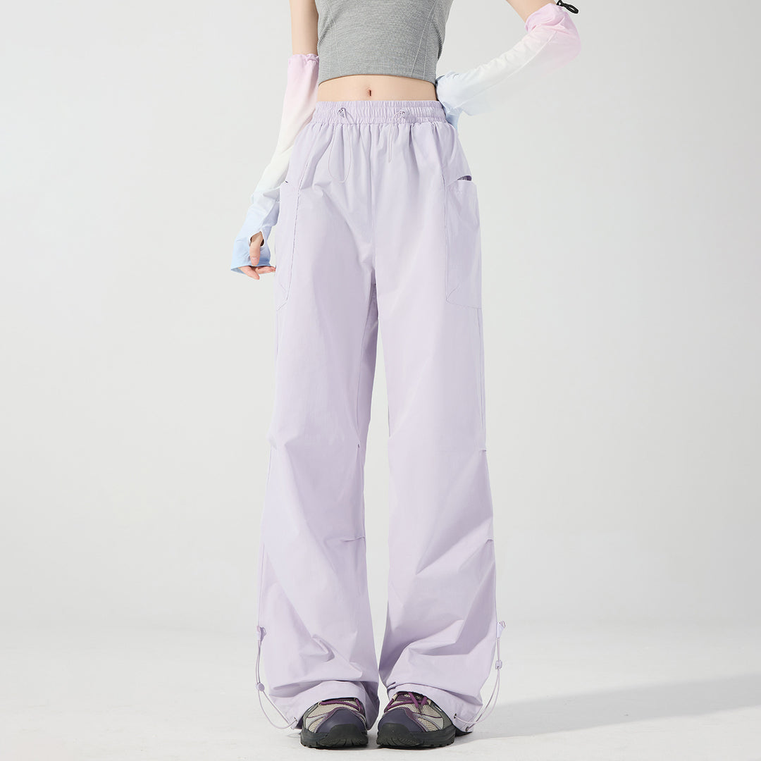 Damen Weite technische Cargo-Hose mit Kordelzugbund, verstellbarem Saum und Multifunktions-Taschen Drune