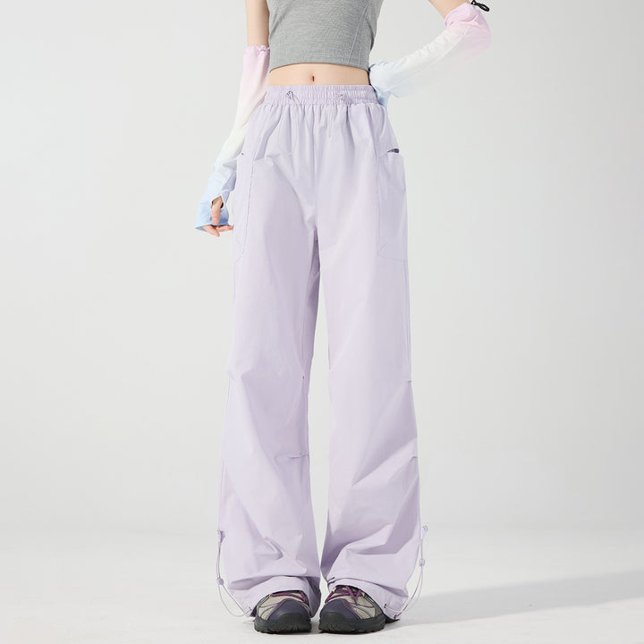 Damen Weite technische Cargo-Hose mit Kordelzugbund, verstellbarem Saum und Multifunktions-Taschen Drune