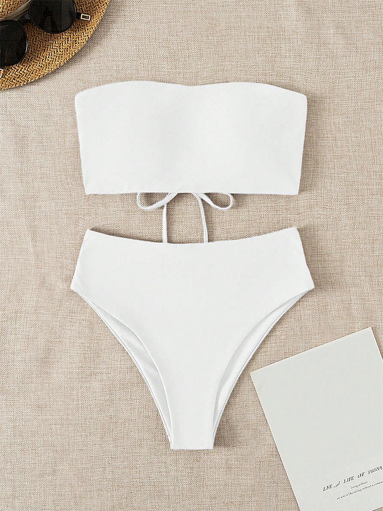 Damen Bandeau-Bikini mit hochgeschnittenem Unterteil Drune