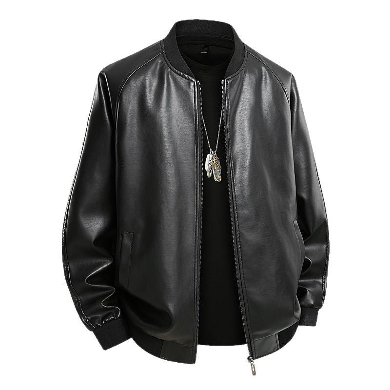 Herren Modische Leder Bomberjacke Drune