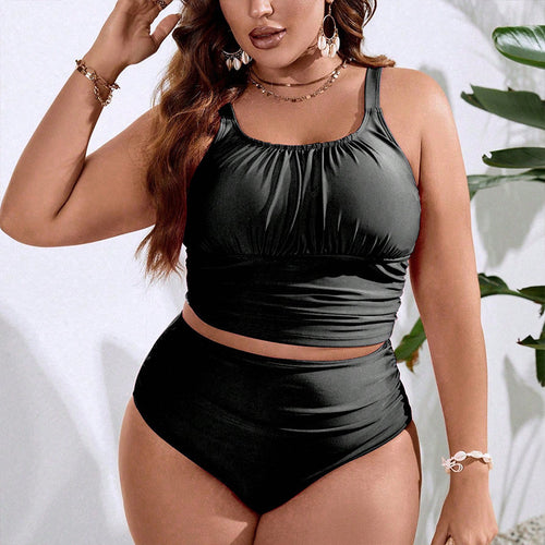 Damen Hochtailliertes Bikini-Set mit modernem Crop-Top Drune