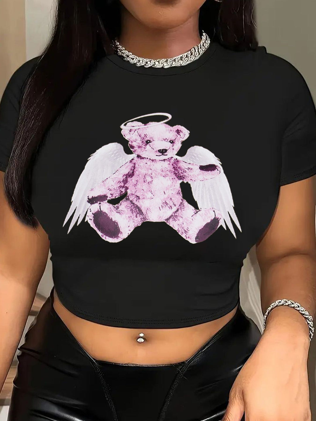 Damen Crop-T-Shirt mit auffälligem Statement-Print Drune 1777452337
