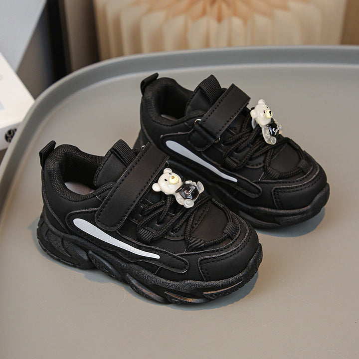 Damen Sportliche Kinder Sneakers mit praktischem Klettverschluss und tierischen Applikationen Drune