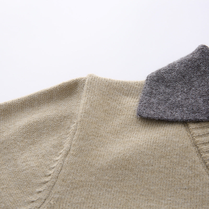 Herren Klassischer Grobstrickpullover mit V-Ausschnitt Drune