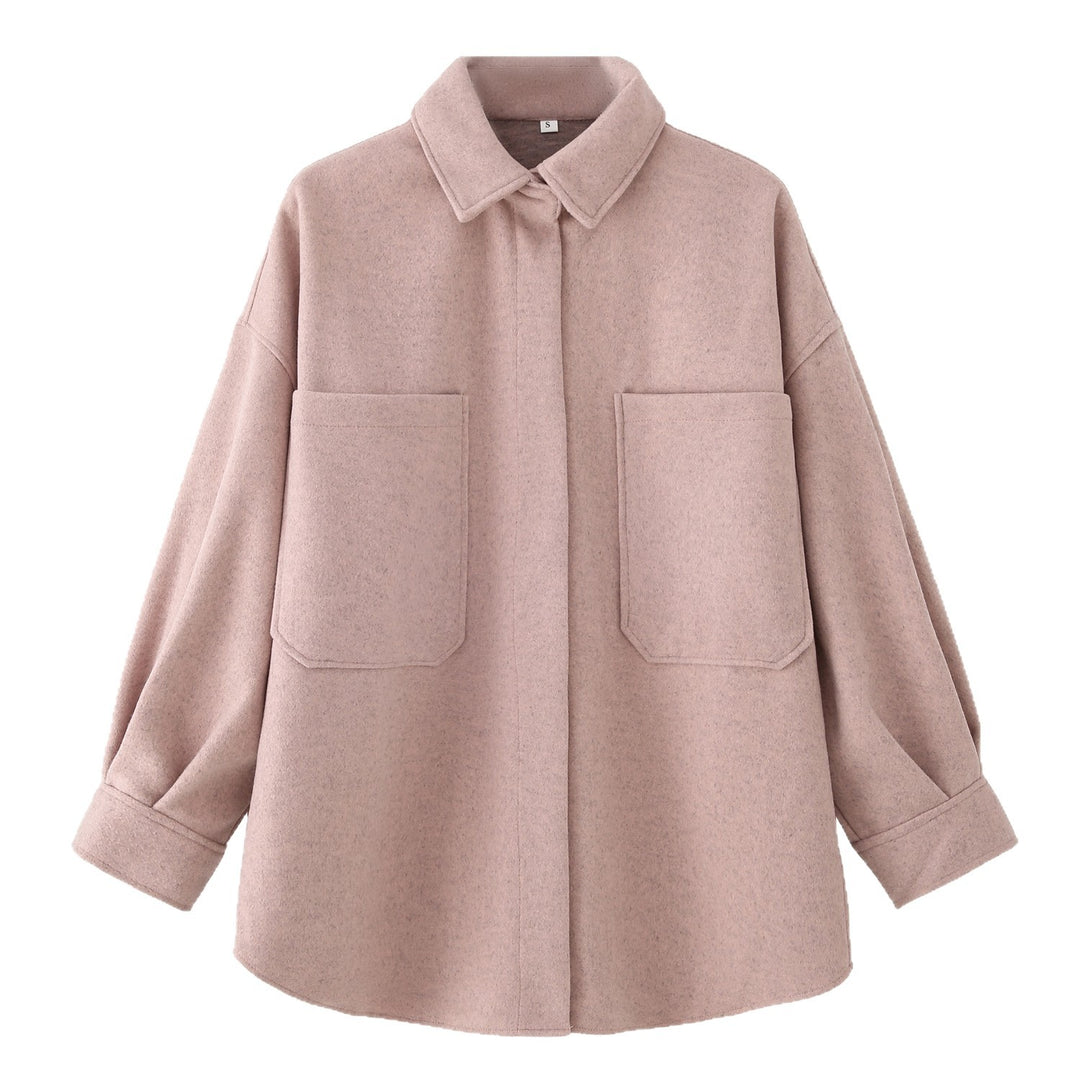 Damen Oversized Hemdjacke aus hochwertigem Wollmix mit praktischen Taschen Drune