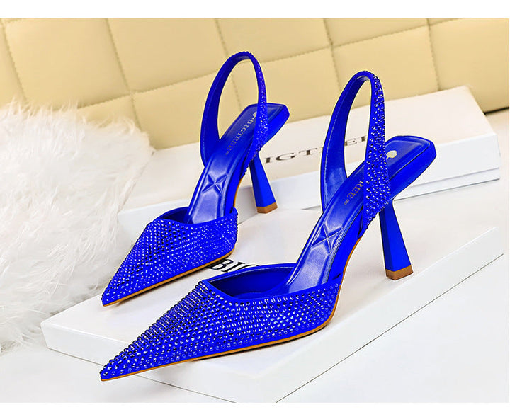 Damen Elegante Slingback-Pumps mit funkelnden Strassdetails und geschwungenem Absatz Drune