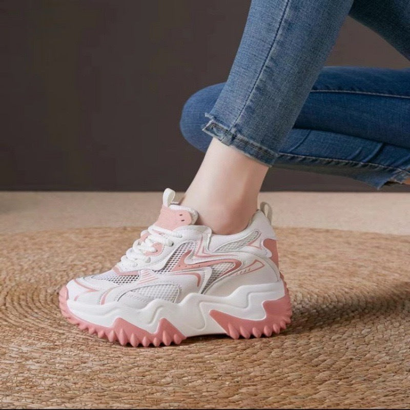 Damen Chunky Sneakers mit luftiger Mesh-Oberfläche und dämpfendem Komfort Drune