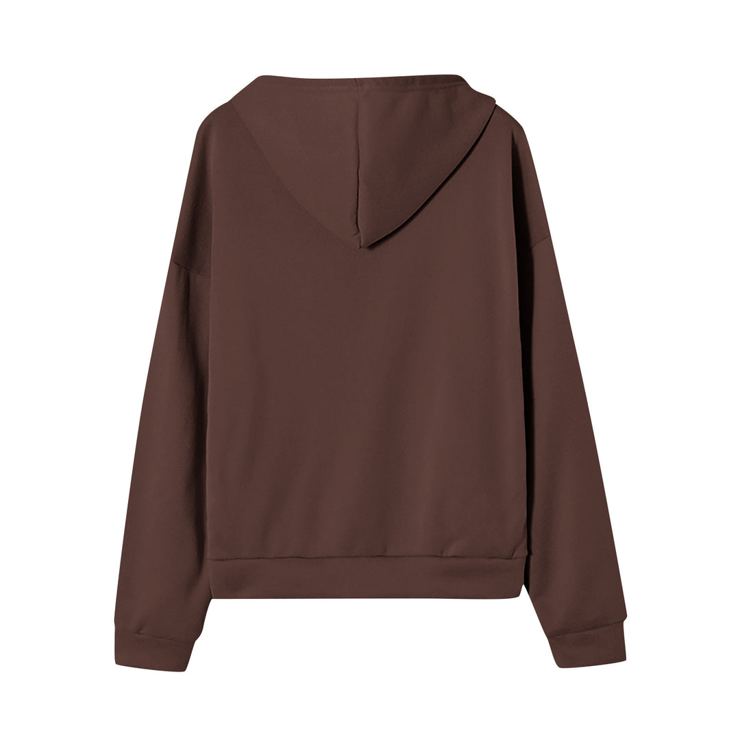 Damen nan extrabreite Zip-Kapuzenjacke mit weichem Fleecefutter, Kängurutaschen und gerippten Bündchen Drune