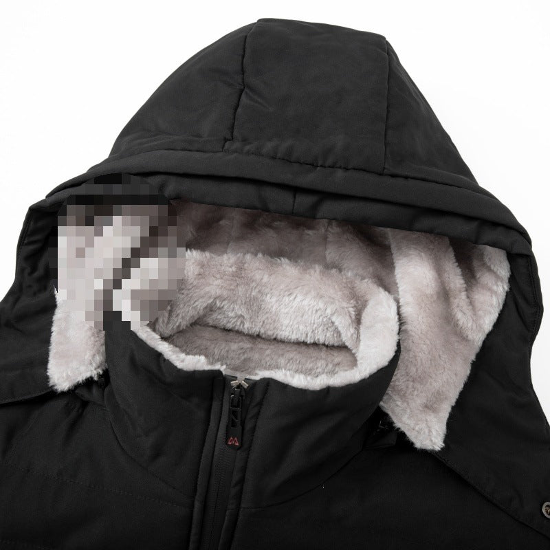 Herren Wattierte Kapuzenjacke mit Teddyfutter, winddichter Außenhülle & Reißverschlusstaschen Drune