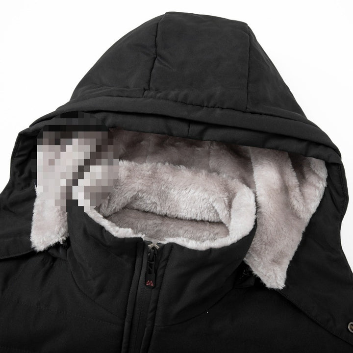 Herren Wattierte Kapuzenjacke mit Teddyfutter, winddichter Außenhülle & Reißverschlusstaschen Drune