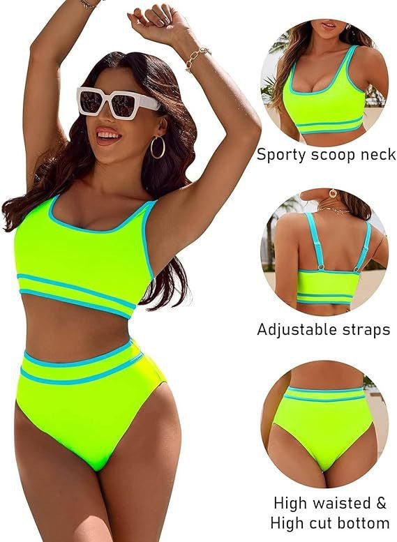 Damen Sportives Bikini-Set mit hohem Bund Drune