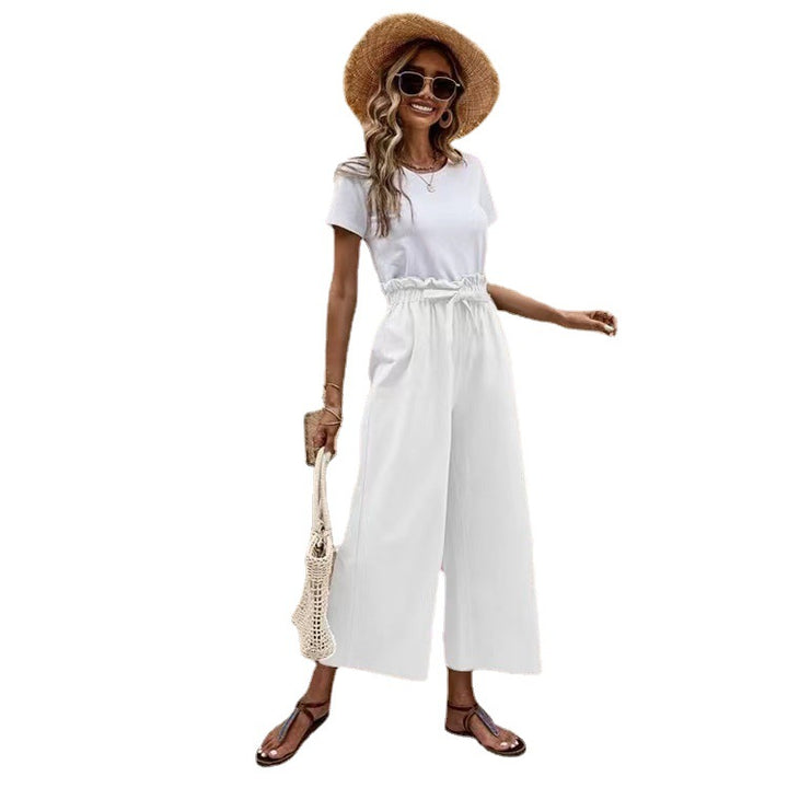 Damen Legere Culottes mit hoher Taille und weitem Bein Drune