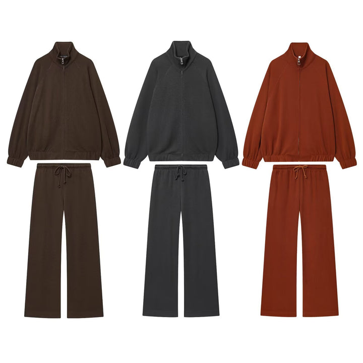 Damen Oversize Sweatjacke mit Reißverschluss, hohem Stehkragen und Raglanärmeln Drune