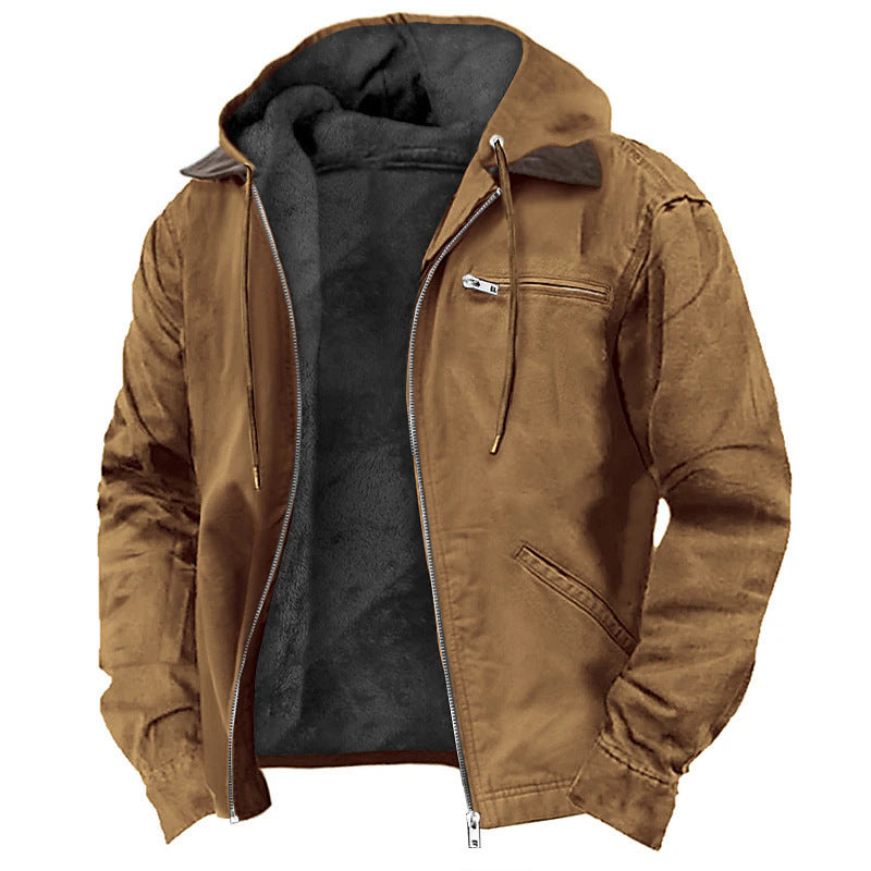 Herren Gefütterte Fieldjacke mit Kapuze und Sherpa-Futter Drune