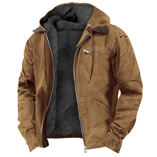 Herren Gefütterte Fieldjacke mit Kapuze und Sherpa-Futter Drune