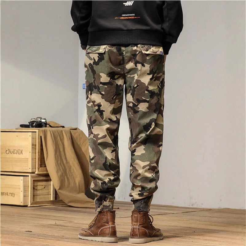 Herren Army‑Utility Cargo‑Jogger aus Baumwoll‑Twill mit aufgesetzten Klapptaschen und elastischen Bündchen Drune