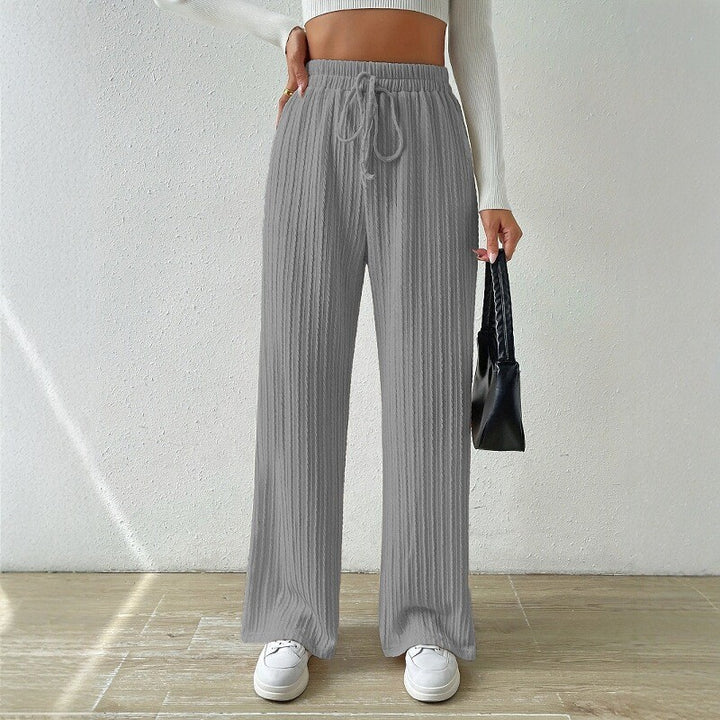 Damen entspannendes Strick-Loungewear-Set mit hoher Taille und weitem Bein Drune