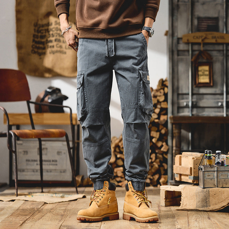 Herren Tapered Cargo-Joggerhose mit Kordelzug, verstärkten Knien und elastischen Bündchen Drune