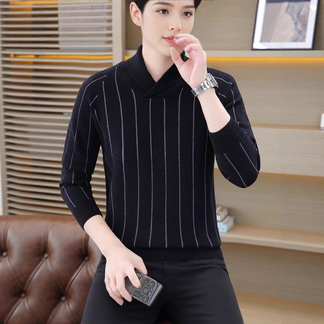 Herren Eleganter Strickpullover mit Stehkragen Drune