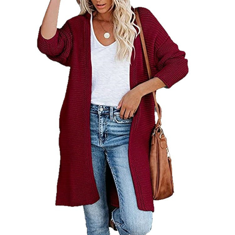 Damen Langer Strickcardigan mit offenen Fronten und lässigem Schnitt Drune