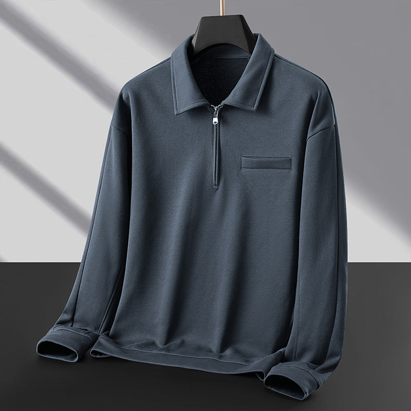 Herren Polo‑Sweatshirt mit halbem Reißverschluss und wärmendem Fleece-Innenfutter Drune