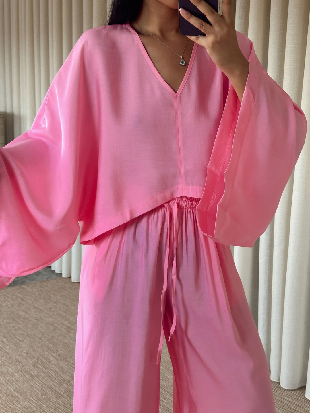 Damen Set aus luftiger Bluse und weitem Hosenanzug Drune