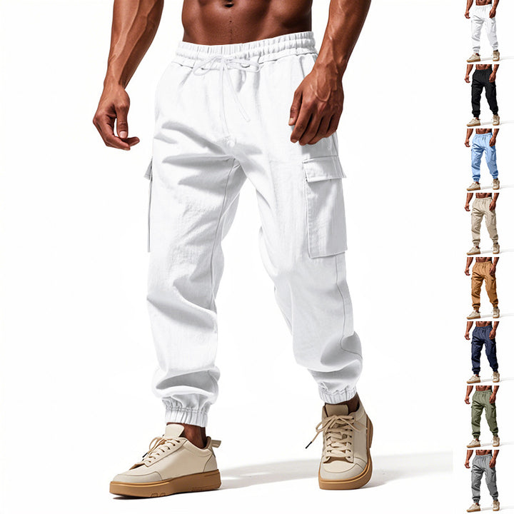 Herren nan konisch zulaufende Jogger im utilitarischen Stil mit elastischem Bund, Kordelzug und Klappentaschen Drune
