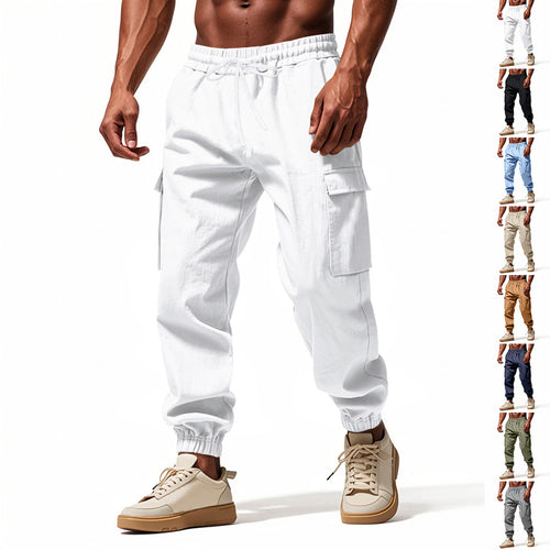 Herren nan konisch zulaufende Jogger im utilitarischen Stil mit elastischem Bund, Kordelzug und Klappentaschen Drune