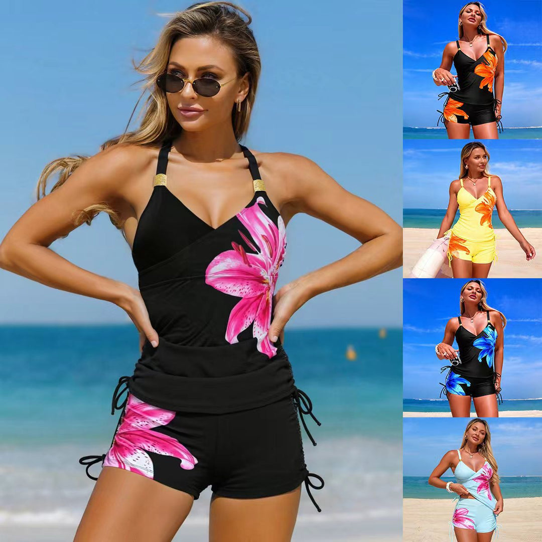Damen Modischer Tankini mit floralen Applikationen Drune