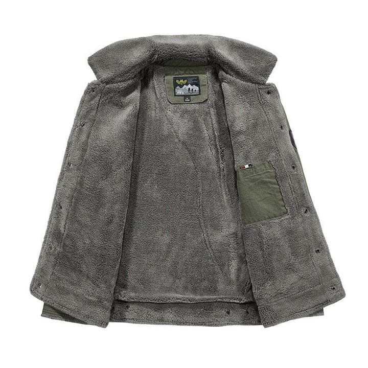Herren Robust-Canvas-Fieldjacke mit Teddyfutter, Stehkragen und Utility-Taschen Drune