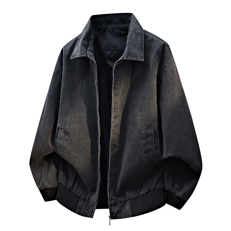 Herren oversized Freizeit-Bomberjacke aus Baumwollmix mit Reißverschluss, Stehkragen und elastischen Bündchen Drune