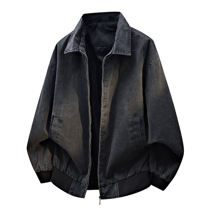Herren oversized Freizeit-Bomberjacke aus Baumwollmix mit Reißverschluss, Stehkragen und elastischen Bündchen Drune