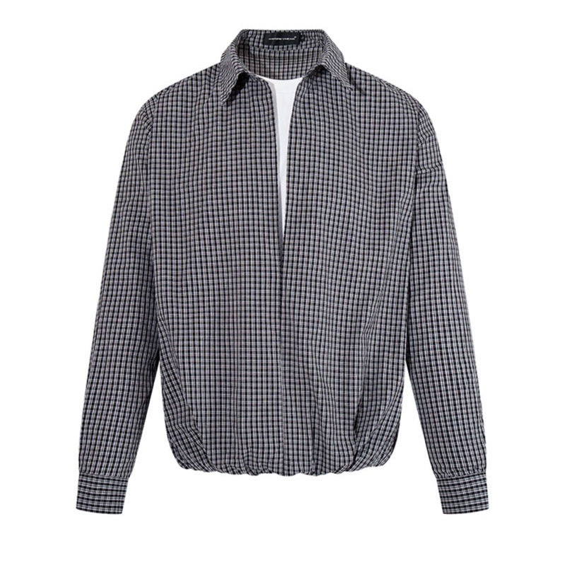 Herren Overshirt-Blouson im Karomuster mit Gummizugbund und Hemdkragen Drune