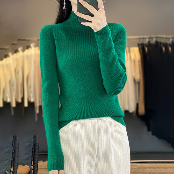 Damen Premium-Feinstrick-Mockneckpullover mit extra langen Ärmelabschlüssen und feiner Rippenstruktur Drune