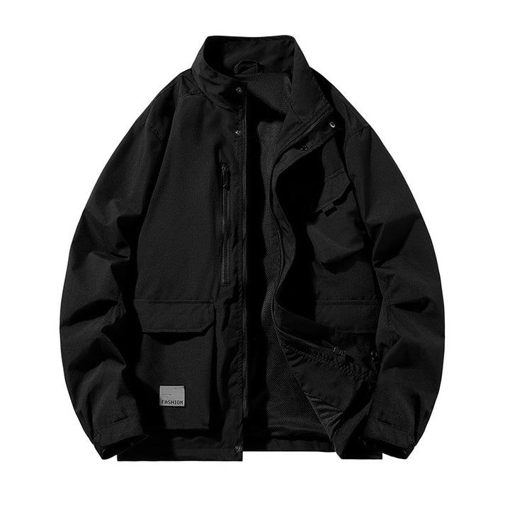 Herren Leichte Utility-Fieldjacke mit Stehkragen, Mehrfach-Taschen und atmungsaktivem Meshfutter Drune