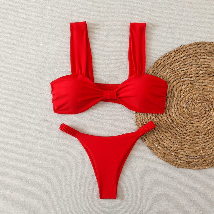 Damen Bandeau-Bikini mit breiten Trägern und eleganter Schleifenverzierung Drune